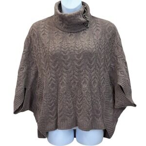 Liz Claiborne Taupe Cable Knit Turtleneck Poncho